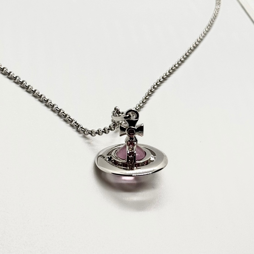 Vivienne Westwood New Tiny Orb Silver Pink Vintage Pendant Necklace